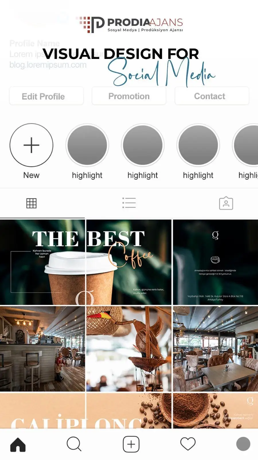 Galiplong kahve markasının Instagram profil akışı tasarımı